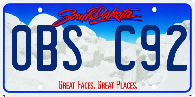 SD license plate 0BSC92