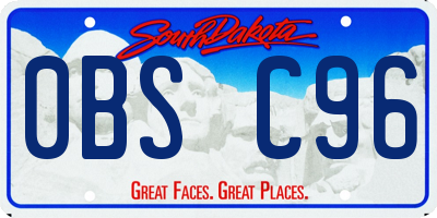SD license plate 0BSC96
