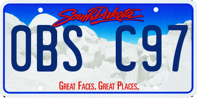 SD license plate 0BSC97
