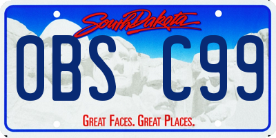 SD license plate 0BSC99