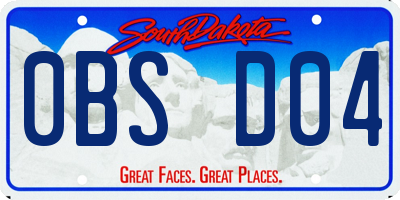 SD license plate 0BSD04