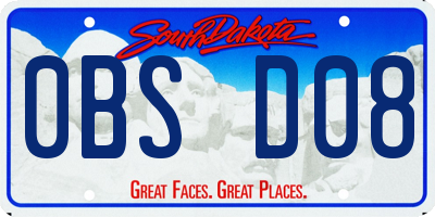 SD license plate 0BSD08