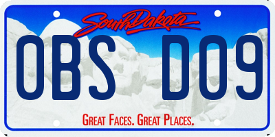 SD license plate 0BSD09