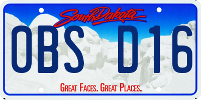 SD license plate 0BSD16