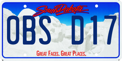 SD license plate 0BSD17