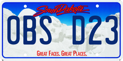 SD license plate 0BSD23