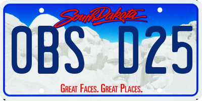 SD license plate 0BSD25