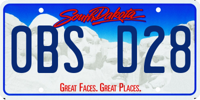 SD license plate 0BSD28