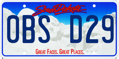 SD license plate 0BSD29