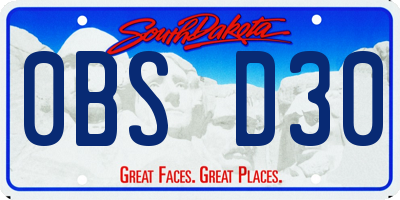 SD license plate 0BSD30