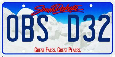 SD license plate 0BSD32