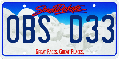 SD license plate 0BSD33