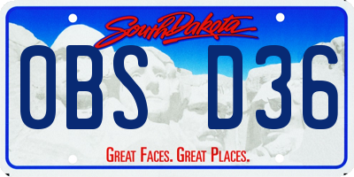 SD license plate 0BSD36