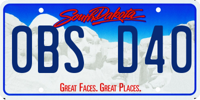 SD license plate 0BSD40