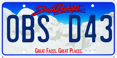 SD license plate 0BSD43