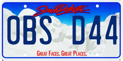 SD license plate 0BSD44