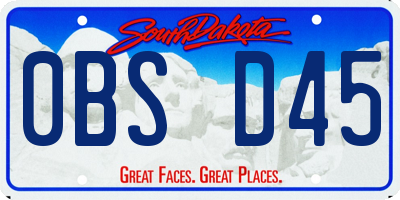 SD license plate 0BSD45
