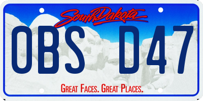 SD license plate 0BSD47