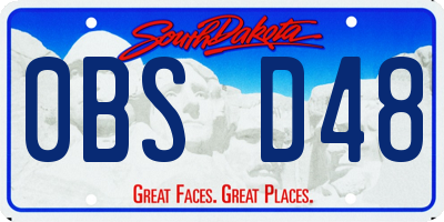 SD license plate 0BSD48
