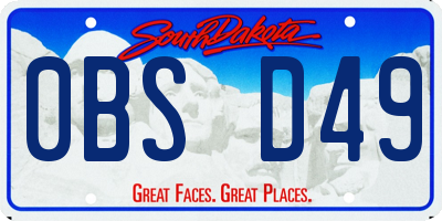 SD license plate 0BSD49