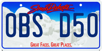 SD license plate 0BSD50
