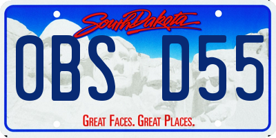 SD license plate 0BSD55