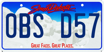 SD license plate 0BSD57