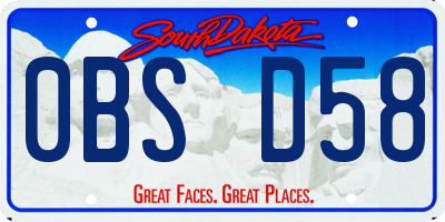 SD license plate 0BSD58