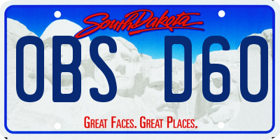 SD license plate 0BSD60