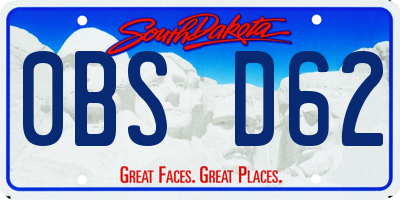 SD license plate 0BSD62