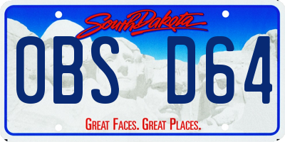 SD license plate 0BSD64