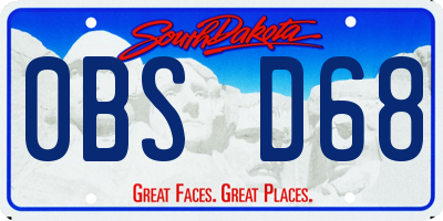SD license plate 0BSD68