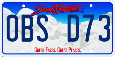 SD license plate 0BSD73