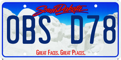 SD license plate 0BSD78