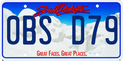 SD license plate 0BSD79