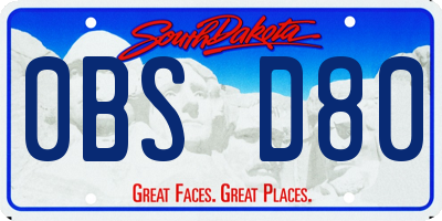SD license plate 0BSD80
