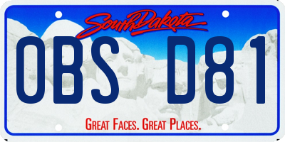 SD license plate 0BSD81