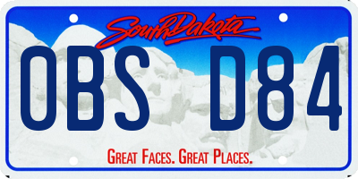 SD license plate 0BSD84