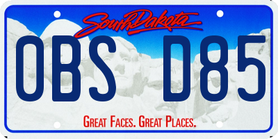 SD license plate 0BSD85