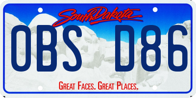 SD license plate 0BSD86