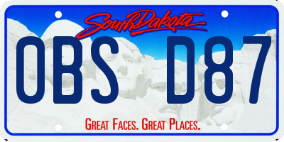 SD license plate 0BSD87