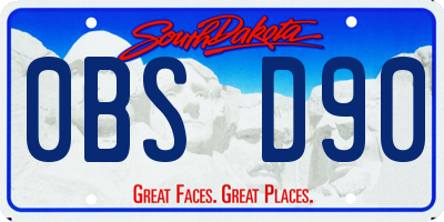 SD license plate 0BSD90