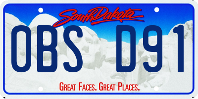 SD license plate 0BSD91