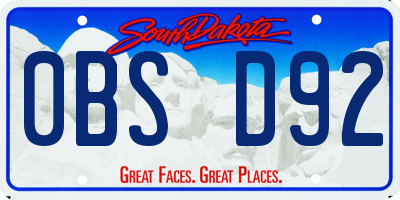 SD license plate 0BSD92
