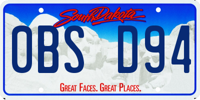 SD license plate 0BSD94