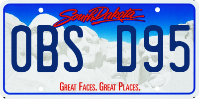 SD license plate 0BSD95