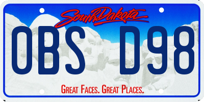 SD license plate 0BSD98