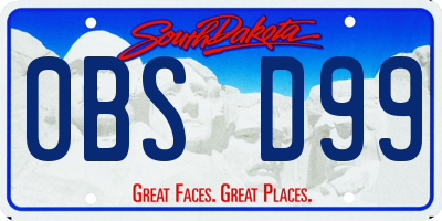 SD license plate 0BSD99