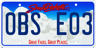 SD license plate 0BSE03