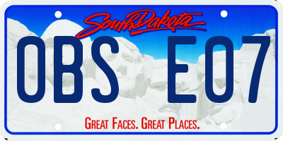 SD license plate 0BSE07